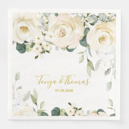 Guardanapo De Papel De Jantar Janto Casamento Pêssego Branco, Napkins