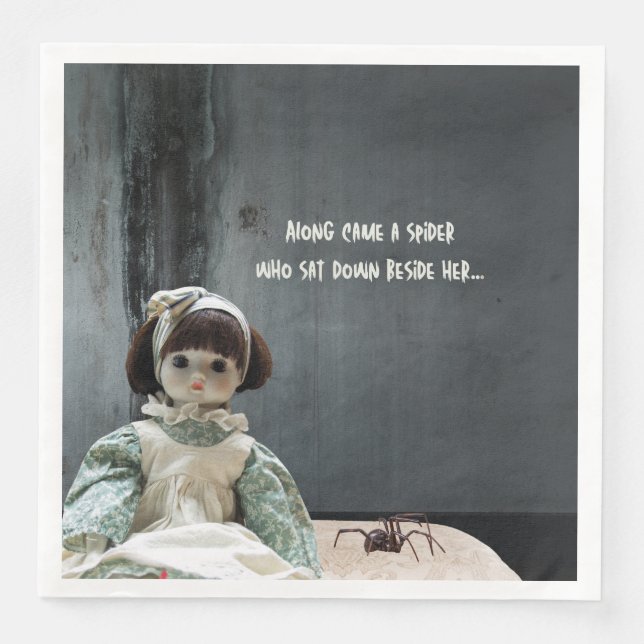 Guardanapo De Papel De Jantar Janto de Halloween Napkins, Assustadora Miss Muffe (Frente)