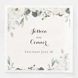 Guardanapo De Papel De Jantar Janto Verde Branco Peony  Napkin Square