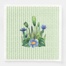 Guardanapo De Papel De Jantar Jardim Floral Azul e Verde
