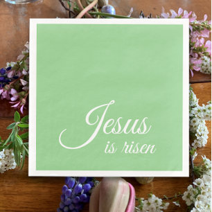 Guardanapo De Papel De Jantar Jesus é risen Páscoa Cristã Elegante Verde