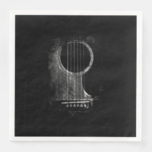 Guardanapo De Papel De Jantar Jogador de Violão Acústico Seis String Rock & Ro