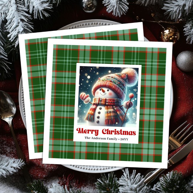 Guardanapo De Papel De Jantar Jolly Christmas Snowman Napkins Personalized Kids  (Jolly Christmas Snowman Napkins Personalized Kids Style

)
