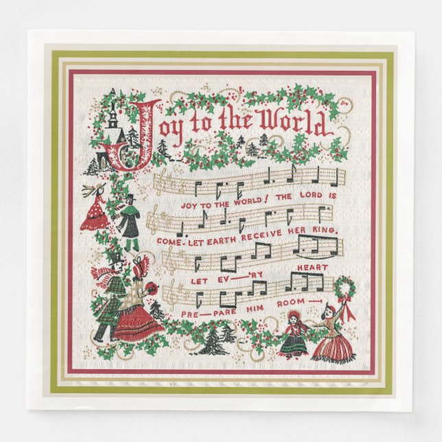 Guardanapo De Papel De Jantar Joy to the World Song Sheet (Frente)