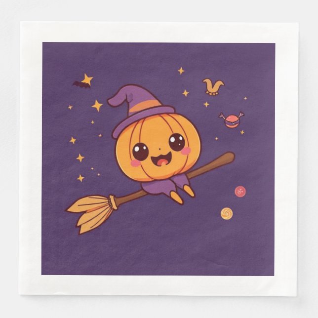 Guardanapo De Papel De Jantar Kawaii Halloween Pumpkin Napkin (Frente)