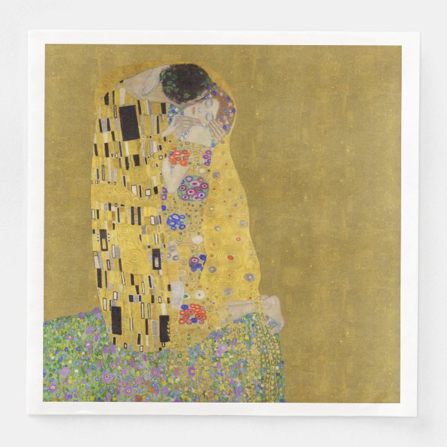 Guardanapo De Papel De Jantar Kilmt é o Beijo - Arte Romântica Nouveau (Frente)