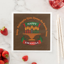 Guardanapo De Papel De Jantar Kwanzaa vela Red Black Green 7 Princípios