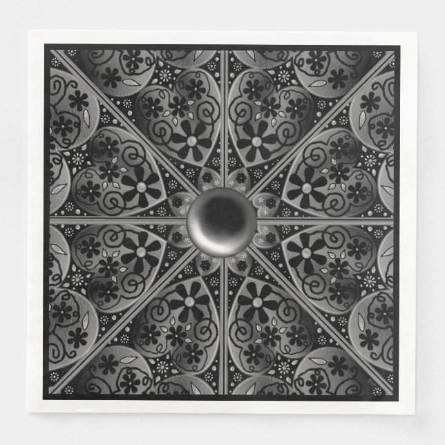 Guardanapo De Papel De Jantar Lace Black Cerâmico (Frente)