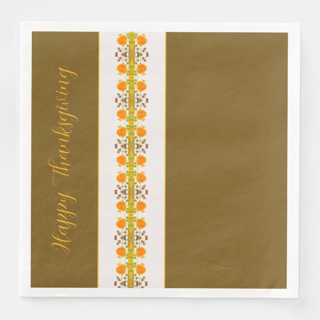 Guardanapo De Papel De Jantar Laranja De Ação De Graças Com Destaque Patterado (Frente)