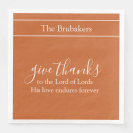 Guardanapo De Papel De Jantar Laranja Queimado Dar Obrigados Personalizados