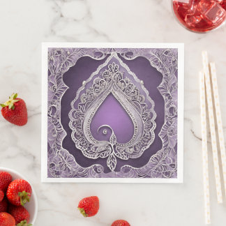 Guardanapo De Papel De Jantar Lavender and silver patterns AI art 