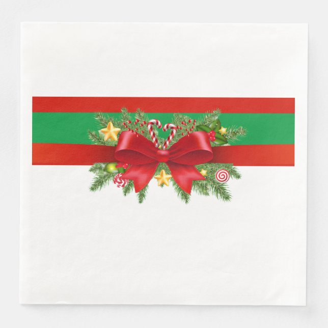 Guardanapo De Papel De Jantar Ligado Num Arco Vermelho (Frente)