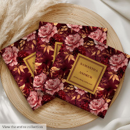 Guardanapo De Papel De Jantar Linda Burgundy Blush Dourado Janto Casamento Napki