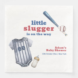 Guardanapo De Papel De Jantar Little Slugger Baseball Shirt Bottle Baby Shower 