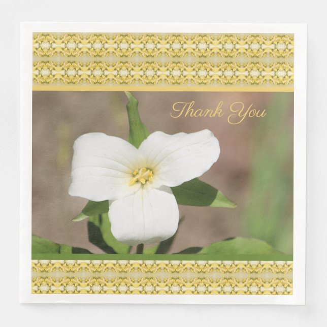 Guardanapo De Papel De Jantar Livro Branco Dourado e Verde do Trillium Napkins (Frente)