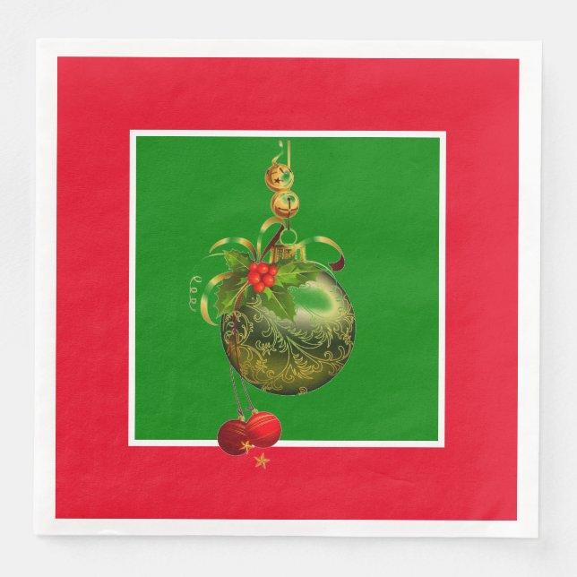 Guardanapo De Papel De Jantar Livro de Natal Vermelho e Verde Janta Napkins (Frente)