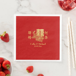Guardanapo De Papel De Jantar Logótipo clássico do casamento chinês elegante ver