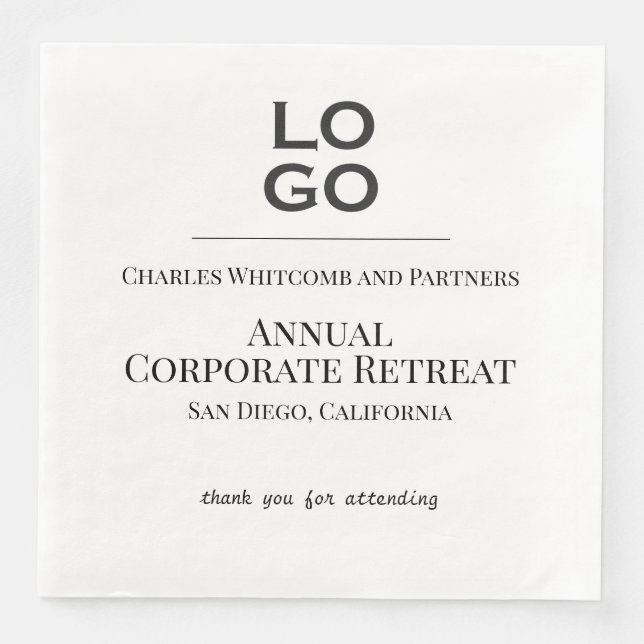 Guardanapo De Papel De Jantar Logotipo personalizado de evento empresarial (Frente)