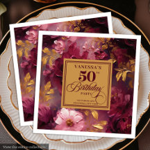 Lovely Boho Maroon Blush Dourado 50º Aniversário N