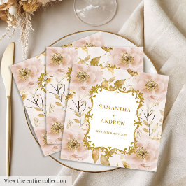 Guardanapo De Papel De Jantar Lush Blush Dourado Papel de Casamento Napkins