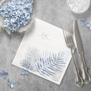 Guardanapo De Papel De Jantar Lush Palm Leaf Wedding Blue/Wht ID956