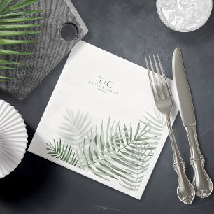 Guardanapo De Papel De Jantar Lush Palm Leaf Wedding Moss Green/Wht ID956