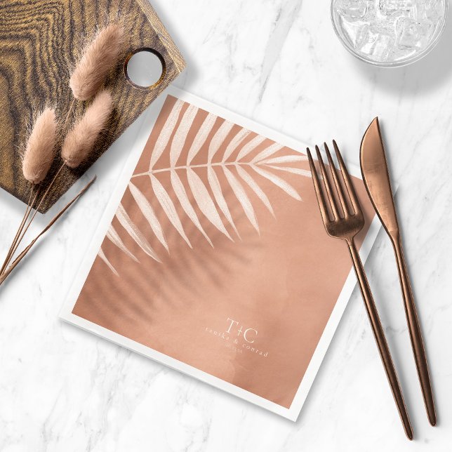 Guardanapo De Papel De Jantar Lush Palm Leaf Wedding Terra Cotta V3 ID956 (Criador carregado)