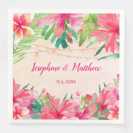 Guardanapo De Papel De Jantar Luzes de Cordas Tropicais Casamento Floral de Aqua