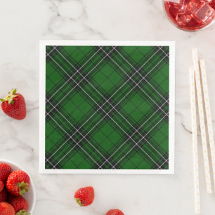 Guardanapo De Papel De Jantar MacLean Tartan Verde e Xadrez Preta