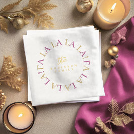 Guardanapo De Papel De Jantar Magenta Dourado Natal Fa La ID1009