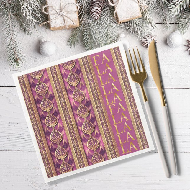 Guardanapo De Papel De Jantar Magenta Dourado Natal Fa La Pattern#27 ID1009 (Criador carregado)