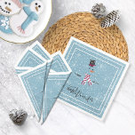 Guardanapo De Papel De Jantar Magic and Wonder Christmas Snowman Blue ID440<br><div class="desc">Belo design de guardanapo de papel de Natal, com um estilizado boneco de neve emoldurado em branco sobre um cadete azul espalhado com flocos de neve e estrelas. A elegante tipografia de tendências de 'Magic and Wonder' completa a design. Adicione seu nome para personalizar, se preferido. Procure ID440 para ver...</div>
