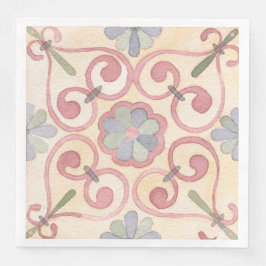Guardanapo De Papel De Jantar Maiolica Amarela Italiana Espanhola Rosa