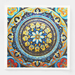 Guardanapo De Papel De Jantar Maiolica Floral espanhola italiana medieval