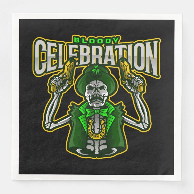 Guardanapo De Papel De Jantar Maldita Celebração Skeleton Leprechaun (Frente)