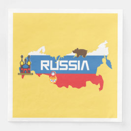 Guardanapo De Papel De Jantar Mapa da Rússia com Sinalizador Branco Azul e Verme