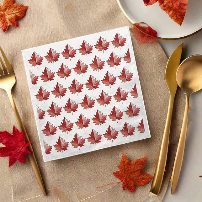 Guardanapo De Papel De Jantar Maple Leaf Pattern Contemporâneo Canadense ID1071 (Criador carregado)