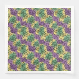 Guardanapo De Papel De Jantar Mardi Gras Masks and Beads Doodle Art Style