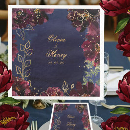 Guardanapo De Papel De Jantar Marinho Bordeaux Wedding 8 Polegada