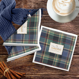 Guardanapo De Papel De Jantar Marinho de Natal Tartan Blue ID1141B