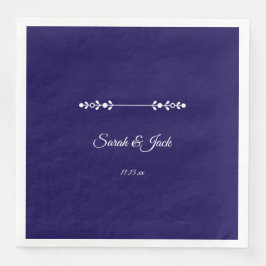 Guardanapo De Papel De Jantar Marinho Moderno e Casamento Branco