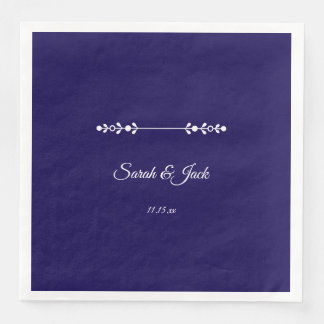 Guardanapo De Papel De Jantar Marinho Moderno e Casamento Branco