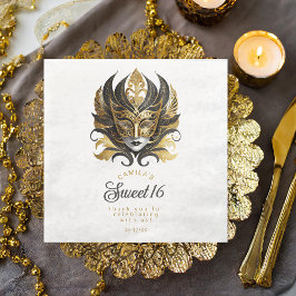 Guardanapo De Papel De Jantar Mascarada Mask Motif Black Dourado White ID1032