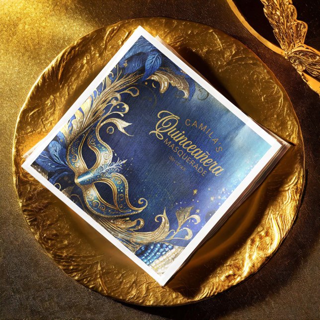 Guardanapo De Papel De Jantar Mascarada Quinceanera Blue ID1031 (Criador carregado)