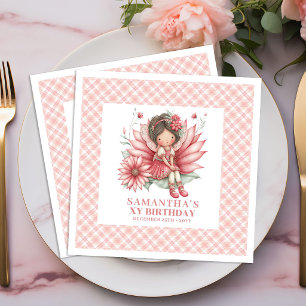 Guardanapo De Papel De Jantar Menina Fada Caprichosa 6º Aniversário Rosa Floral