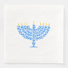 Guardanapo De Papel De Jantar Menorah Hanukkah Ilustrada