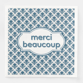 Guardanapo De Papel De Jantar Merci Beaucoup Elegant French Tapestry Blue White