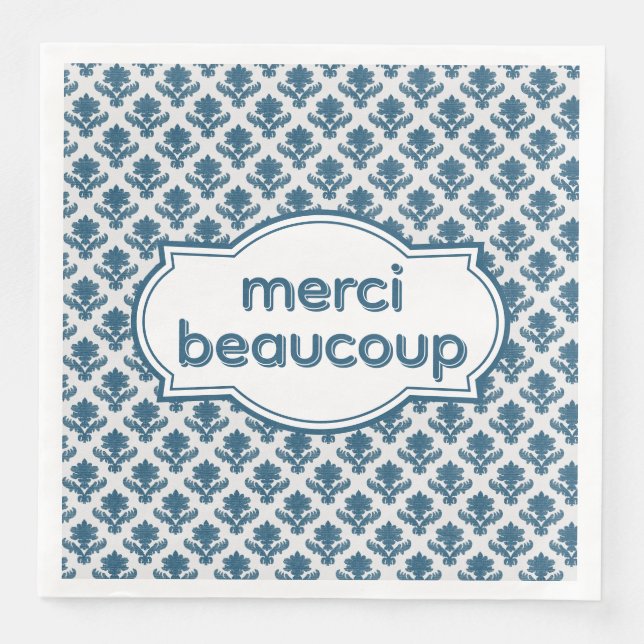 Guardanapo De Papel De Jantar Merci Beaucoup Elegant French Tapestry Blue White (Frente)