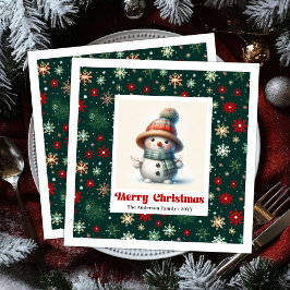 Guardanapo De Papel De Jantar Merry Christmas Snowman Napkins Personalized Custo