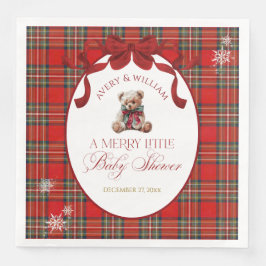 Guardanapo De Papel De Jantar Merry Little Red Bow Christmas Plaid 